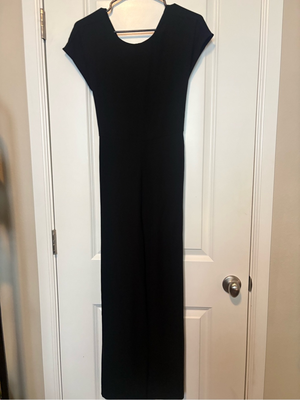 LOFT Black Cap-Sleeve Wide-Leg Jumpsuit